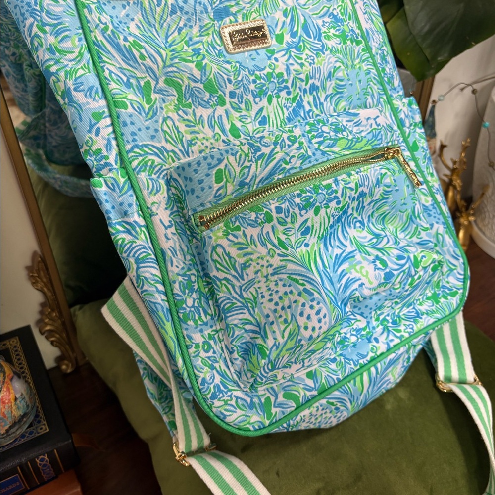 Lilly Pulitzer Blue and Green Floral Cooler Backpack (brand new)